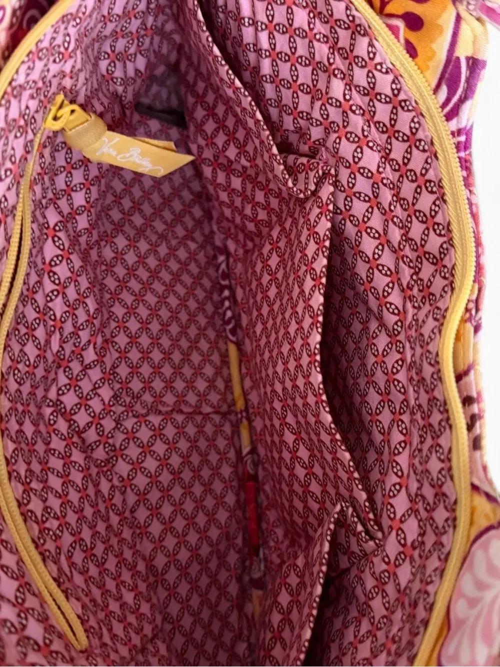 Vera Bradley Bali Gold Hand Bag in Pink and Yellow